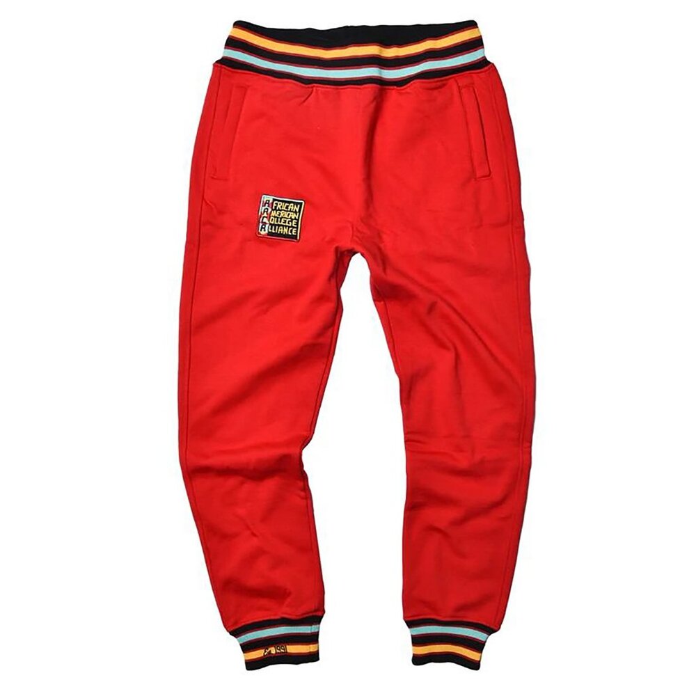 AACA Retro 90s Joggers HBCU Pride Sweatpants w/ Striped Cuffs, Red